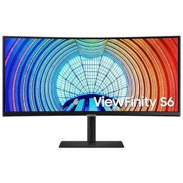 Samsung Monitor LED Samsung ViewFinity S6 S65UA LS34A650UBUXEN Curbat 34 inch UWQHD VA 5 ms 100 Hz USB-C HDR FreeSync, Negru