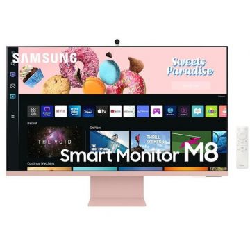 Samsung Monitor VA LED Samsung Smart 32 M80B, Ultra HD (3840 x 2160), Micro HDMI, Wi-Fi, Bluetooth, Boxe, Alb/Roz