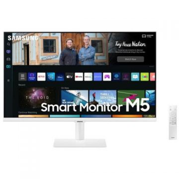 Samsung Monitor VA LED Samsung Smart M5 27 LS27BM501EU, Full HD (1920x1080), HDMI, Bluetooth, Boxe, TV Experience, Alb